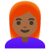 woman, medium-dark skin tone, red hair